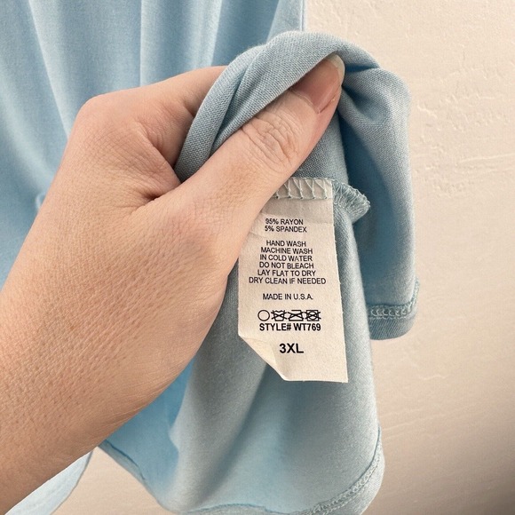 Made By Johnny Baby Blue Tunic Dress Shift V Neck Womens 3XL casual Stretchy - Picture 6 of 7